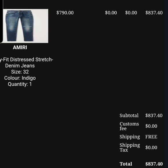 Men's Amiri Distressed Blue Jeans - Picture 5 of 5